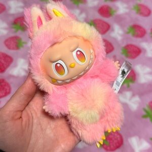 Pop mart Labubu big into energy pink rainbow loyalty plushie keychain